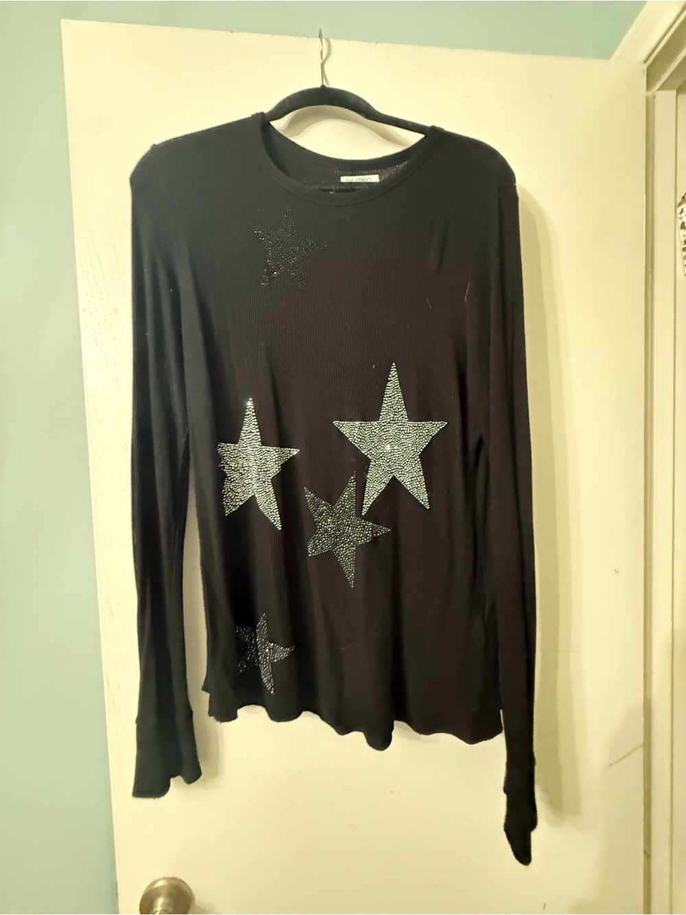 Lauren MOSHI Long sleeve black with crystal stars XL
